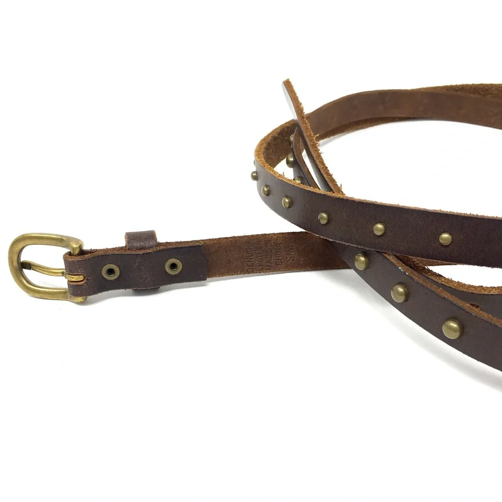 Hickory Brown Genuine Leather Wrap Around Stud Accent  Belt S/M